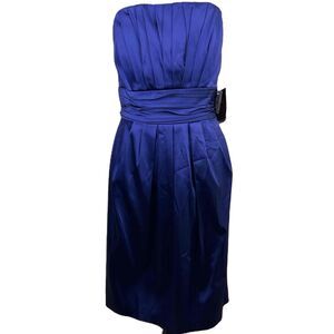 Dusk Collection By Sheila Yen Cobalt Blue Strapless Pleated Dress Size 6